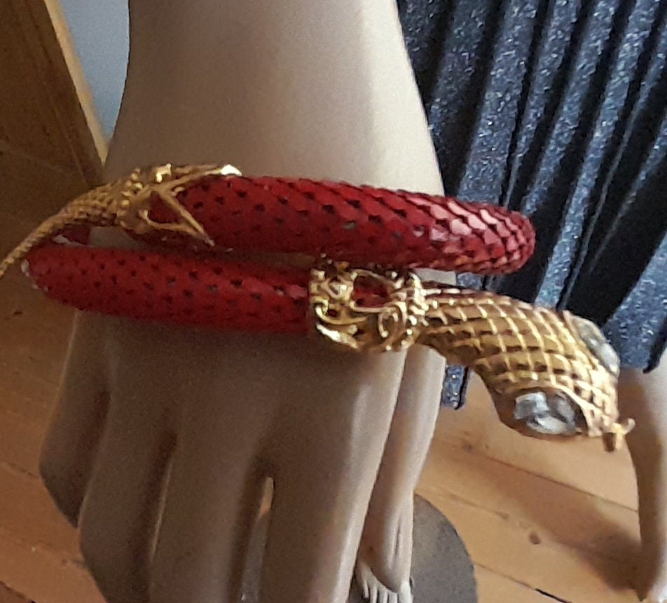 1980S RED and GOLD Snake Bracelet India