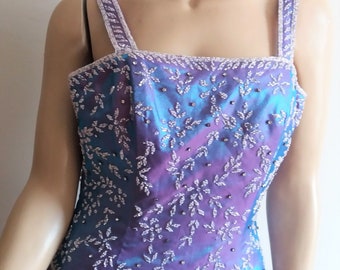 1990S BLUE /Purple ball   DRESS UK small size 12