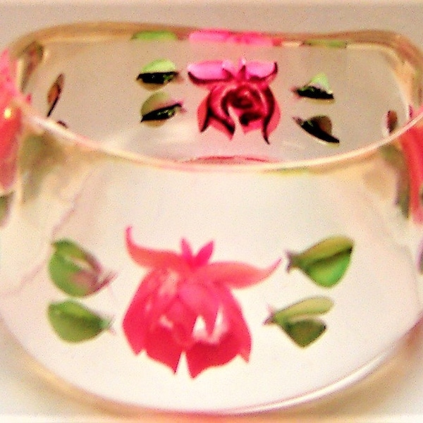 1950S STYLE PERSPEX BRACELET pink roses would suit small hand and wrist