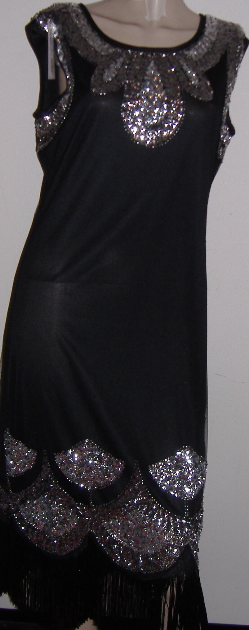 BLACK TASSLED Great Gatsby Style Glam Dress UK Size 10 - Etsy UK