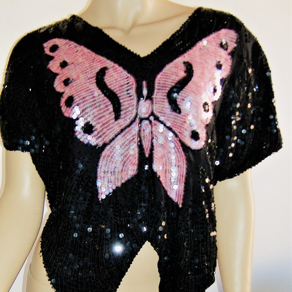 Sequin Butterfly Top - Etsy