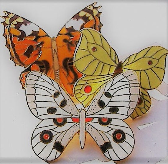 1980S/90s  BUTTERFLY BROOCHES /three enamel - image 1