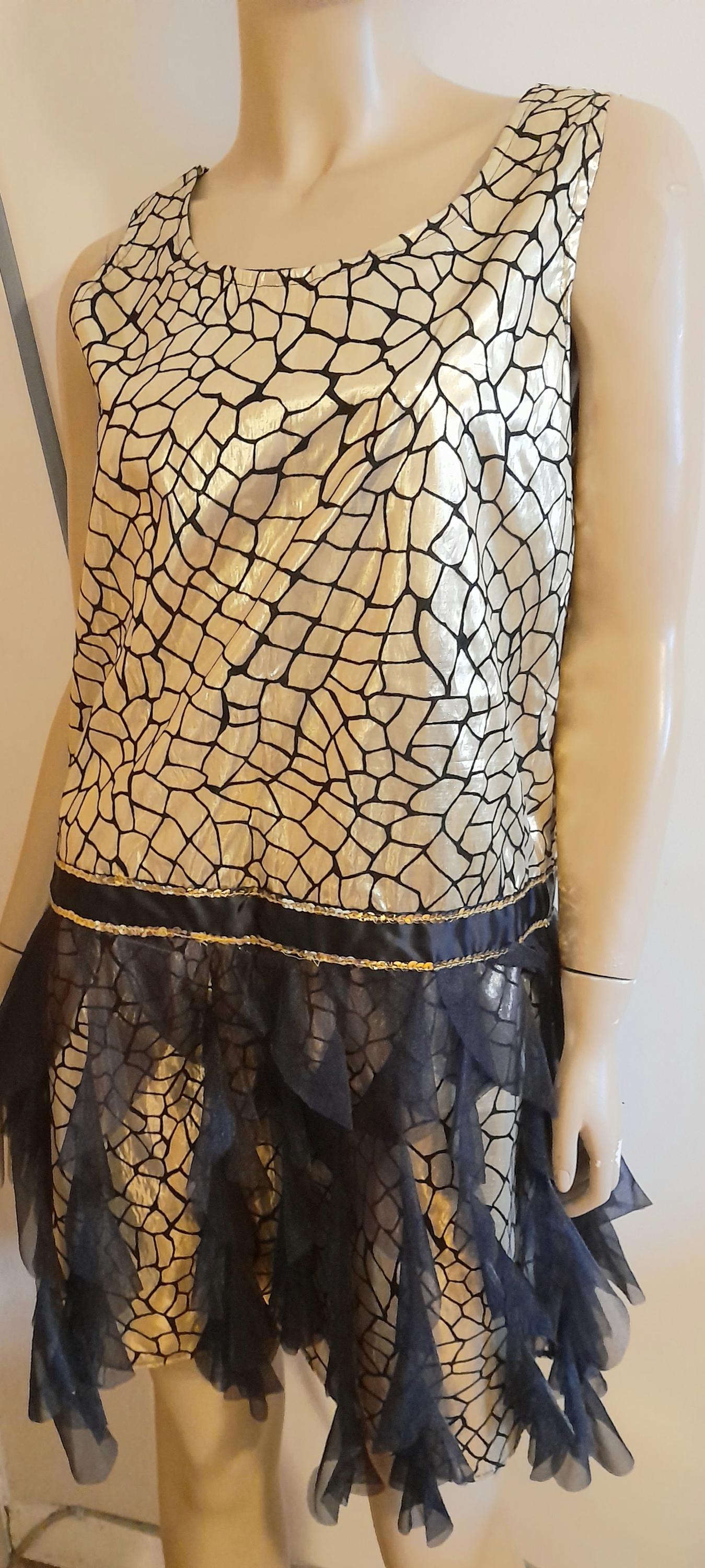 FLAPPER GREAT GATSBY Style Black and Gold Dress Short Length 1920s Look Uk 12 - Etsy FLAPPER GREAT GATSBY Style Black and Gold Dress Short Length 1920s Look Uk 12 - Etsy