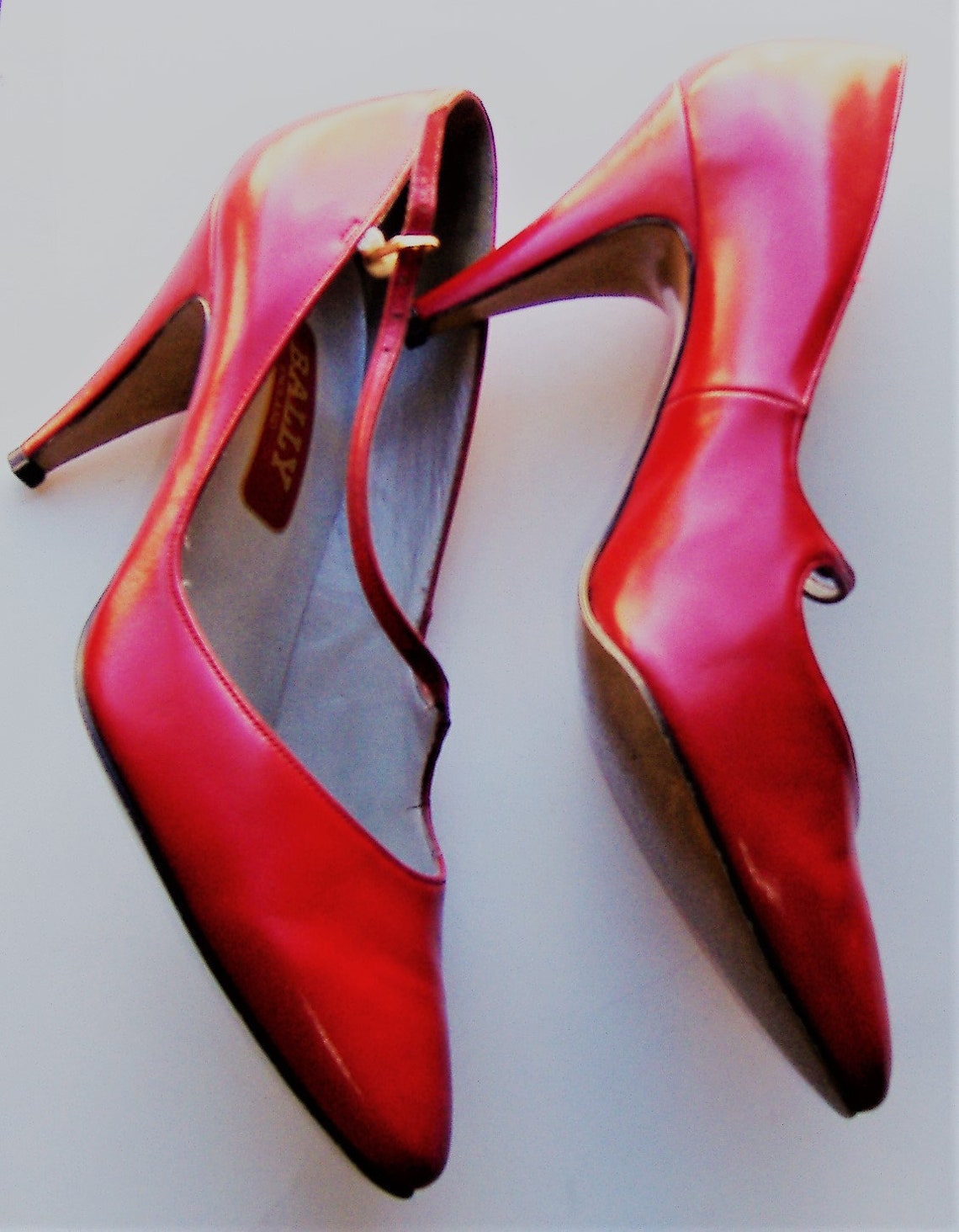 1980S BALLY RED shoes unusual design uk 4 Etsy