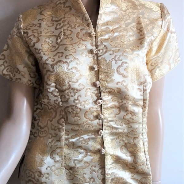 1970s CHINESE TOP  YELLOW and gold uk 12