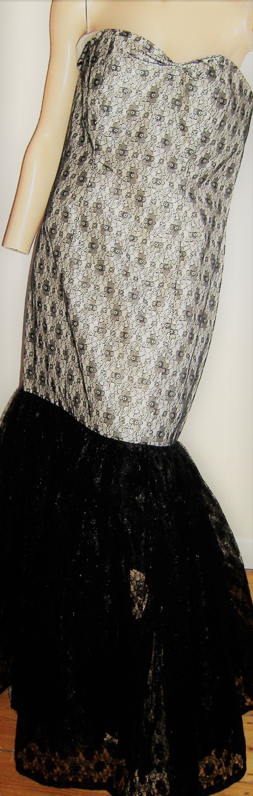 Image of Fabulous Lace Party /Prom Dress Vintage S Uk Size /
