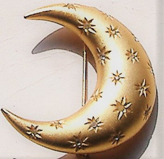1980S BROOCH MOON half crescent