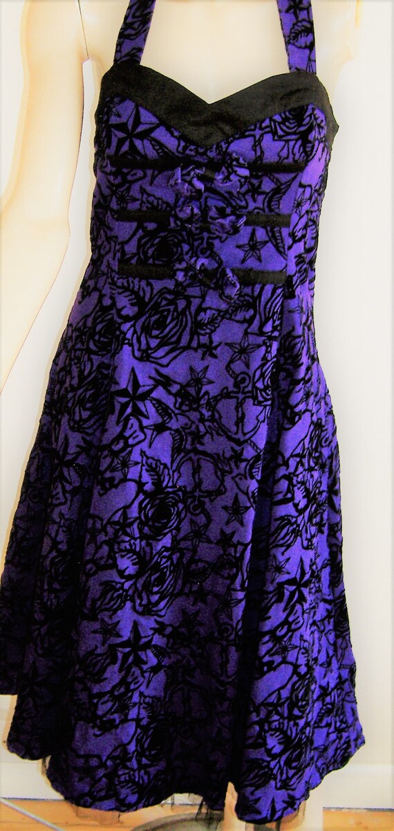 Vintage Purple Country Halter Neck Tea Length 50s Style Bridesmaid Dresses