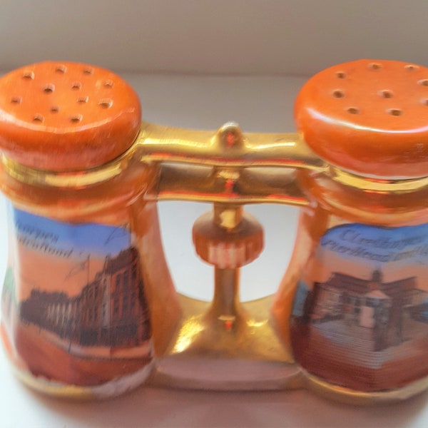 EDWARDIAN SOUVENIER china BINOCULARS salt and pepper cleethorpes