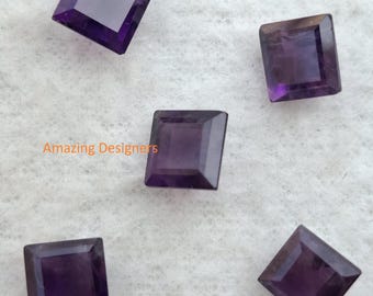 Natuurlijke paarse amethist vierkant facetgeslepen losse edelsteen van 5 mm tot 15 mm, steen voor het maken van sieraden