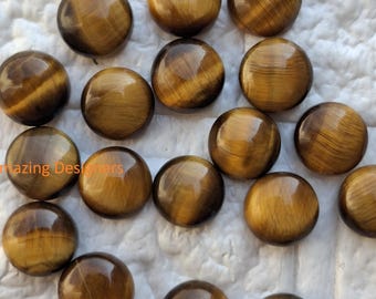 Natural Golden Tiger Eye Cabochon round Flat Back AAA+ Quality Calibrated Gemstones