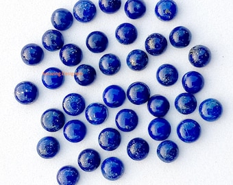 Natural Lapis Lazuli Cabochon: AAA+ Round Shape Flatback Calibrated Gemstones