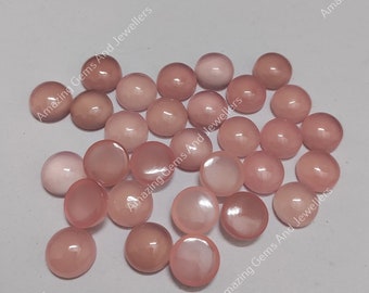 Natural Pink Chalcedony 100 Pcs Round Cabochon 4x4mm Wholesale Loose Gemstone