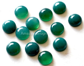 Natural Green Onyx 10 Pcs Round Cabochon 20x20mm Wholesale Loose Gemstone