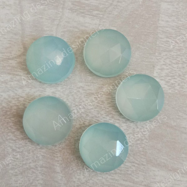 Natural Aqua Chalcedony Round Rose Cut 5mm To 20mm Wholesale Loose Gemstone