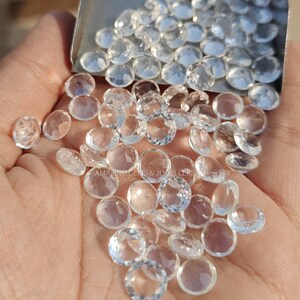 Natural Crystal Quartz 5mm-20mm Round Faceted Cut Loose Gemstone, Natural Crystal Quartz Faceted Cut,3mm, 4mm, 5mm, 6mm, 7mm, 8mm, 9mm, 10mm