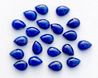 Cabujones de lapislázuli AAA en forma de lágrima: piedras preciosas de pera calibradas