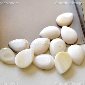 Natural Mother Of Pearl (MOP) Pear Cabochon All Size Available 5x7mm To 20x25mm Calibrated Loose Gemstone