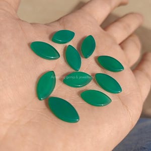 Ónix verde natural marquesa con parte trasera plana, venta al por mayor, piedra preciosa suelta de 7 x 14 mm a 12 x 24 mm, ónix verde indio, ónix con parte trasera plana en ambos lados