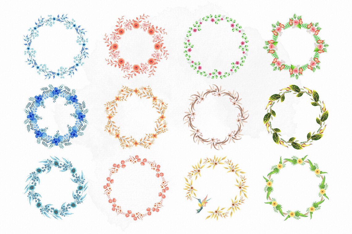 Watercolor Floral Wreath SVG Handmade Floral Wreath PNG and - Etsy