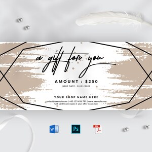 Modello di certificato regalo, Modello Buono Regalo, Buono Regalo Moderno, Carta Offerta Speciale, Modello Carta Regalo Sconto, Buono Regalo Parola MS