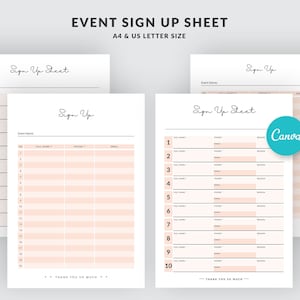 Sign Up Sheet With Time Slots in PDF