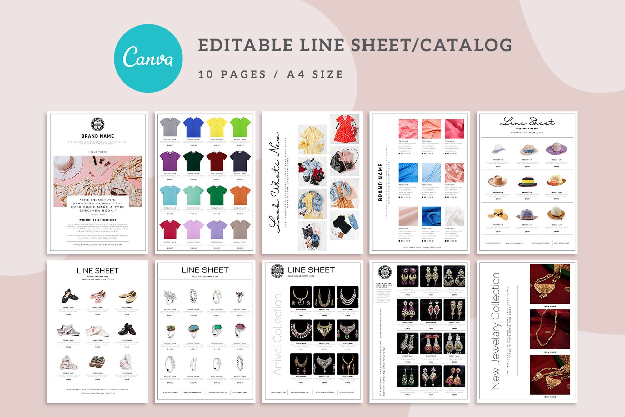 Wholesale Product Catalog line Sheet Template Minimal And Etsy
