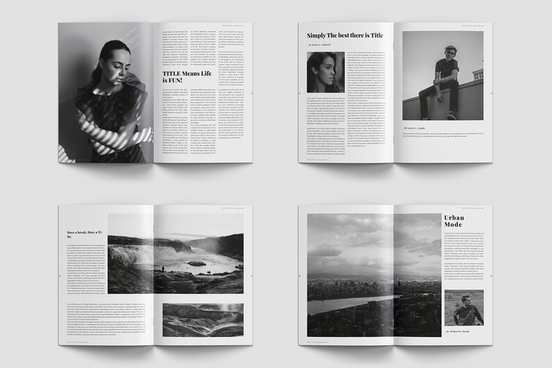 Black and White Minimal Magazine Template Indesign Magazine Etsy
