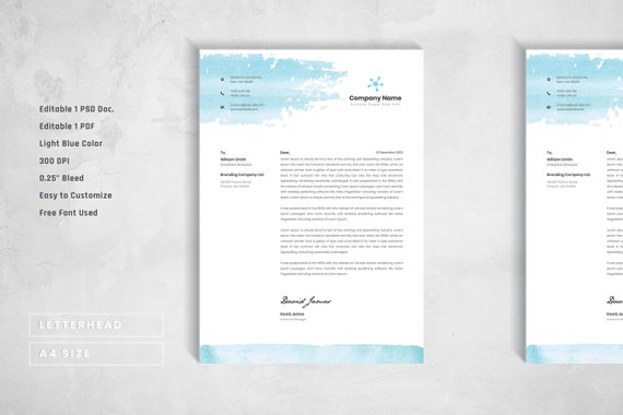 letterhead template watercolor letterhead layout custom letterhead template instant download psd letterhead clean letterhead layout letterheads layout