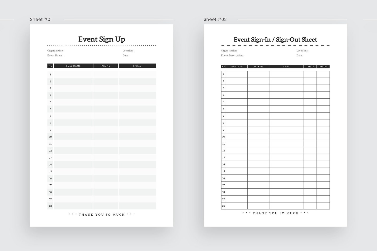 Event Sign Up Template SignUp Sheet Layout Printable Sign Etsy