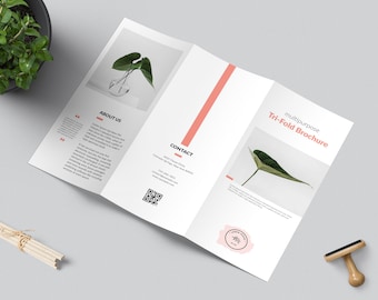 Multipurpose Tri-Fold Brochure Template, Botanical Brochure, Trifold Brochure Design, Minimal Brochure Template, Editable Multiple Brochure