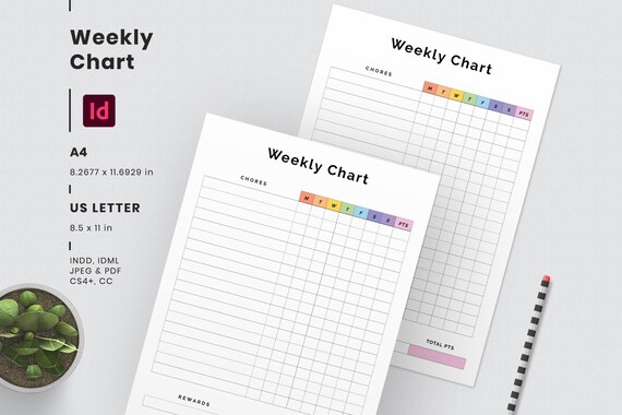 Weekly Chore Chart Editable Indesign Template Daily Morning | Etsy