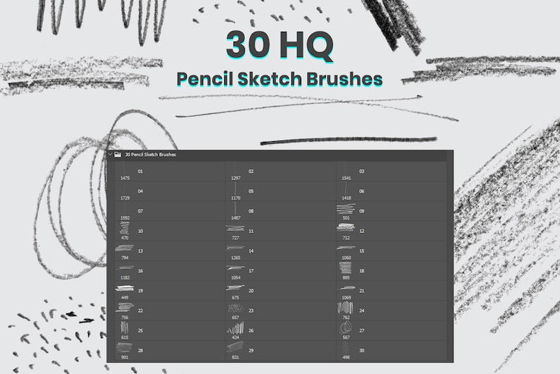 Pencil Sketch Brushes for ABR File, Sketching Brushes, Adobe