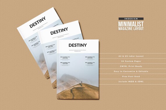 Indesign Minimal Magazine Layout Simple Typography Clean Etsy