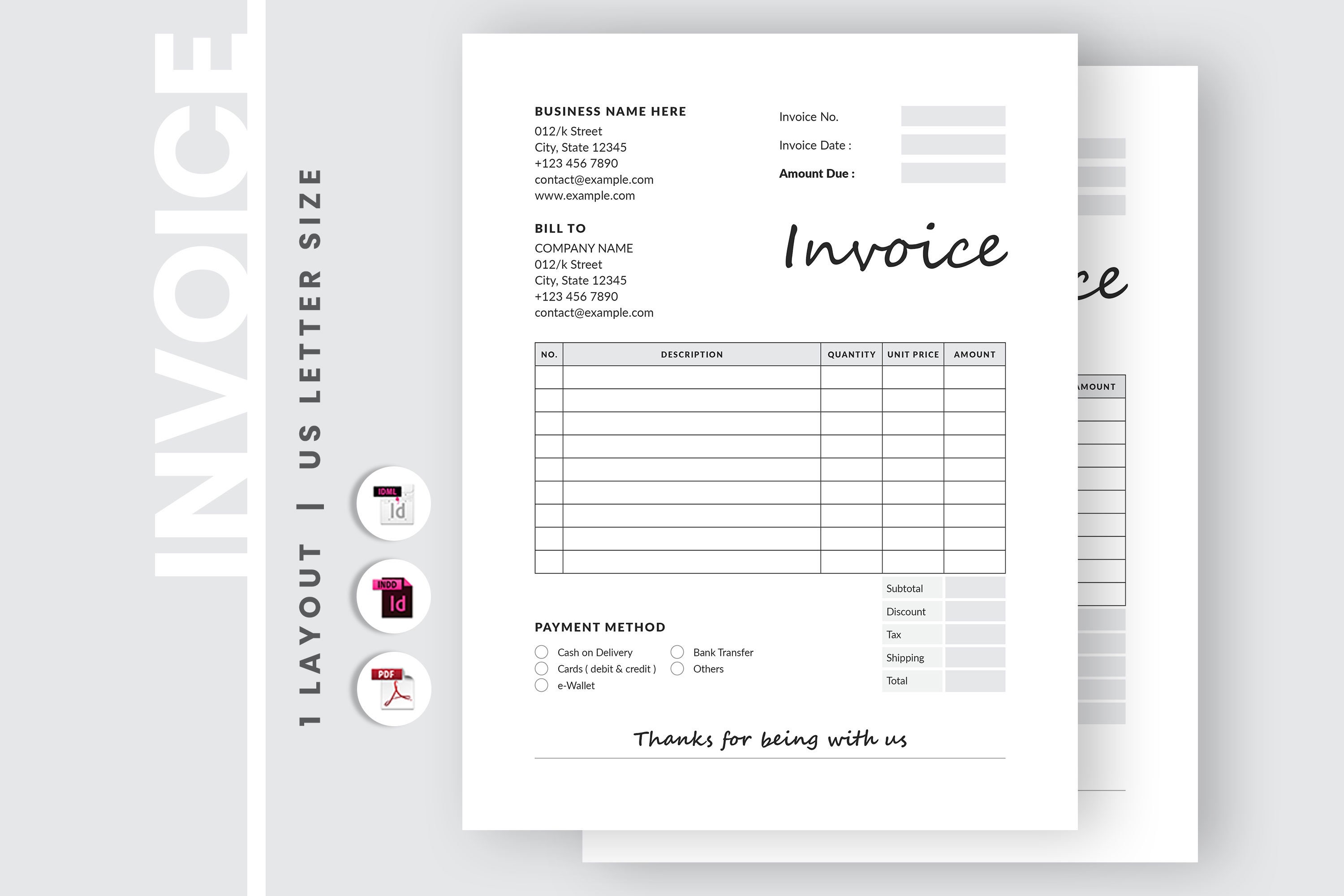 invoice template printable invoice editable order form etsy