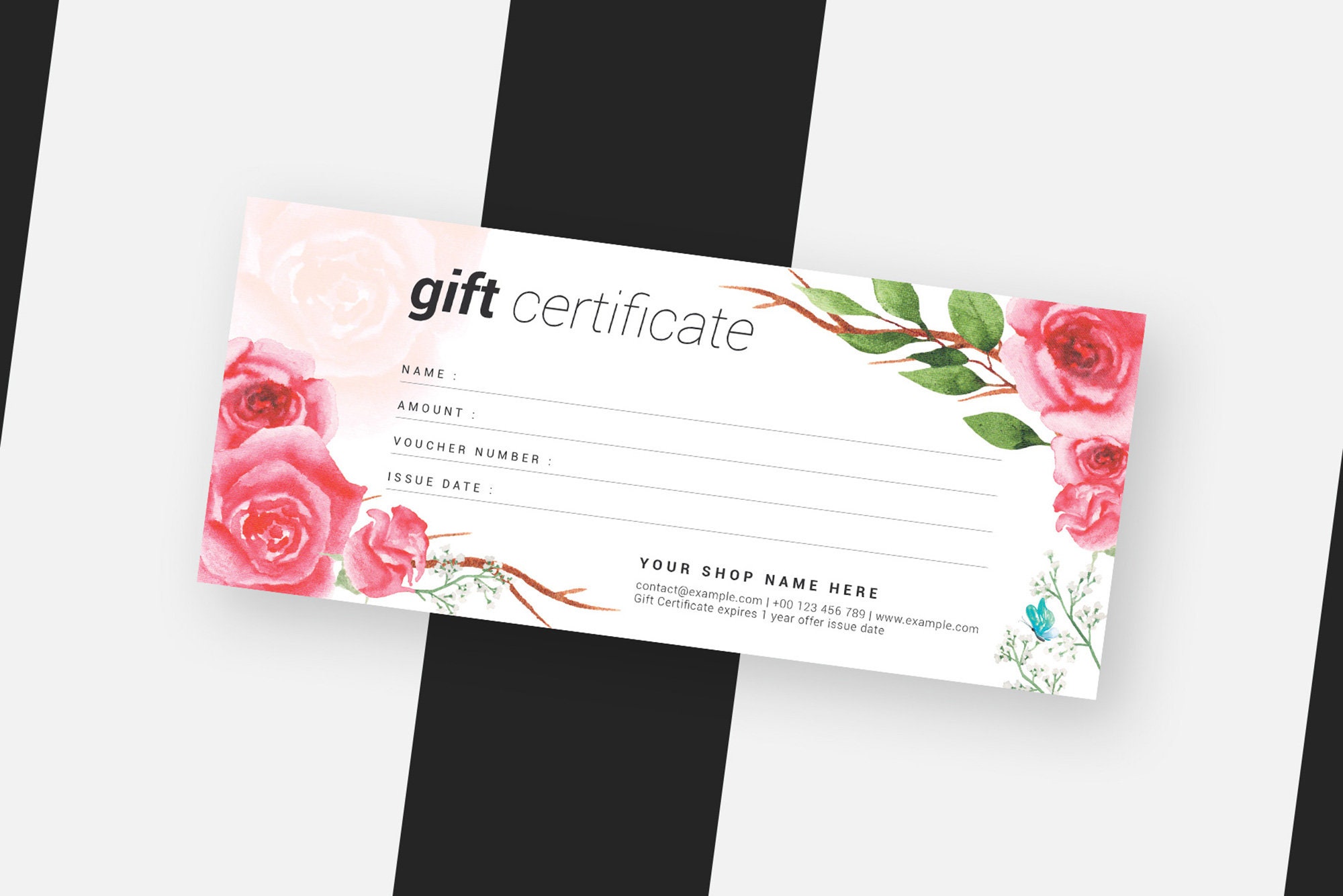 Gift Certificate Template Gift Voucher Template Modern Gift - Etsy