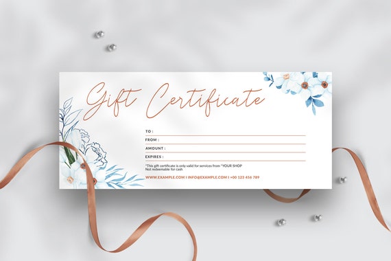 Modern Gift Voucher Template Editable Gift Certificate | Etsy