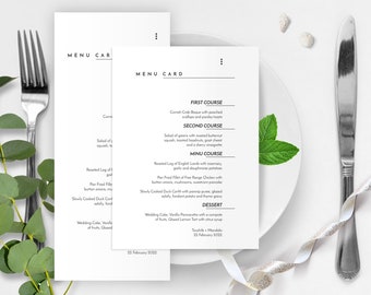 Minimal Wedding Menu Card, Tropical Menu Card, Menu Card Template, Dinner Menu Card, Baby Shower, 100% Editable Menu Card, Wedding Menu List