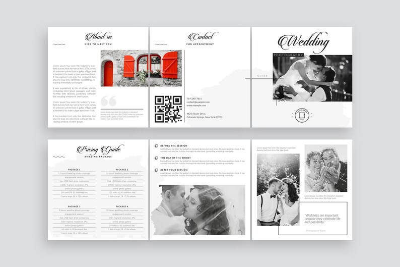 Wedding photography pricing guide, Square tri-fold brochure template, Photography welcome guide template, Multipurpose usable brochure Vol.2 image 2