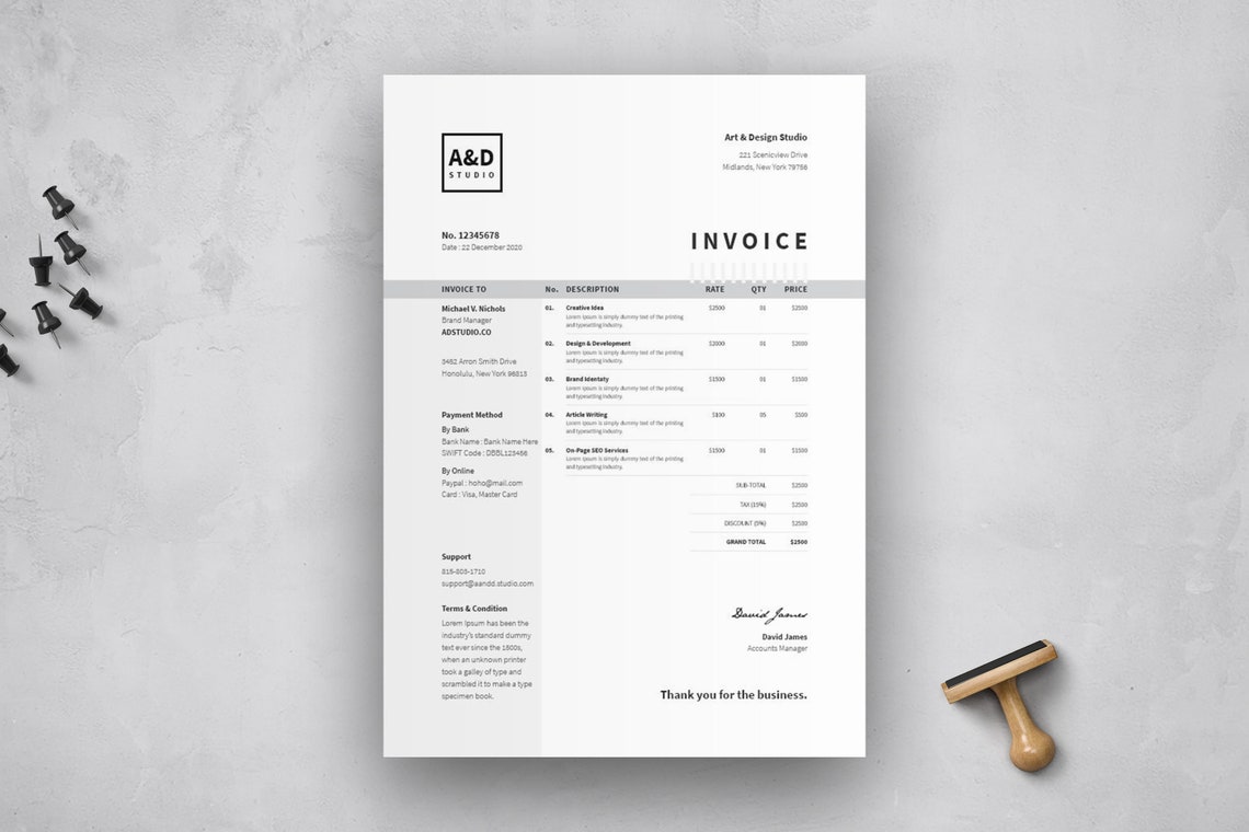 Black Invoice Template