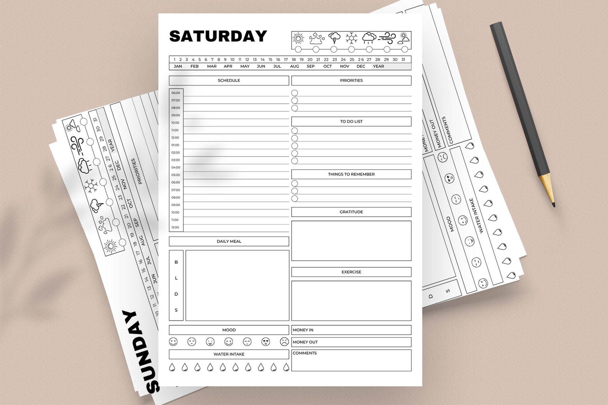 CANVA Daily Planner Sheet Instant Download Editable Canva Etsy