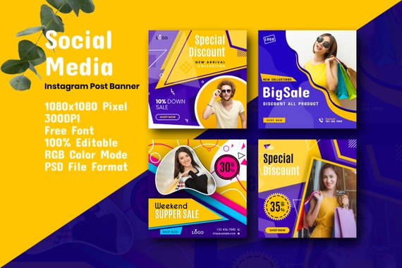 Social Media Post Banner Template Instagram Banner Design Etsy