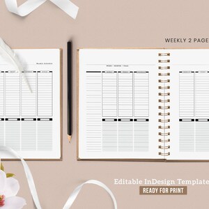 Weekly Planner Two Page Spread Ready for Printable Indesign Weekly ...