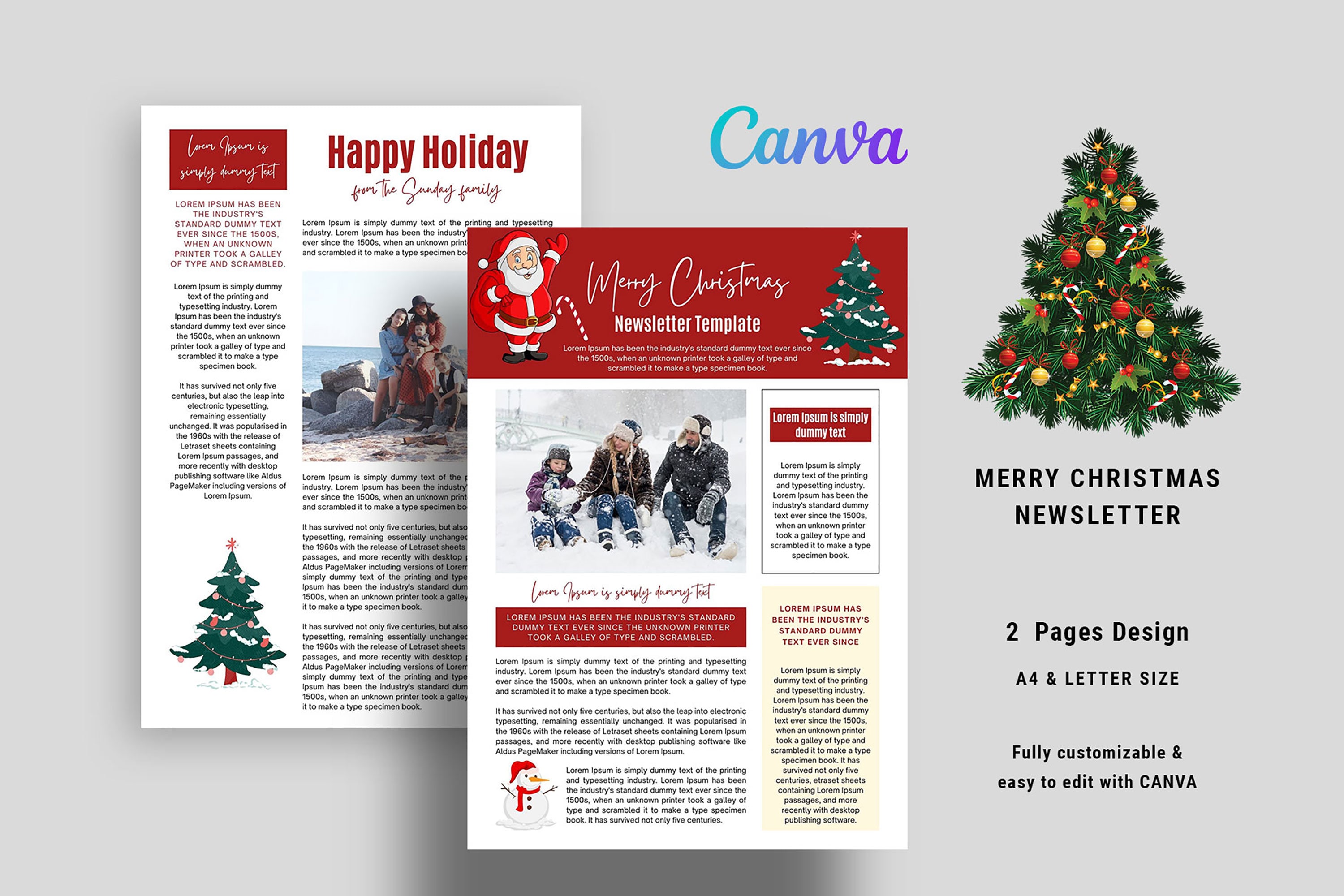Merry Christmas Newsletter Canva Template Christmas Journal - Etsy