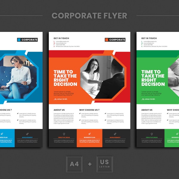 Corporate Flyer Templates | Editable Business Flyer Design | Elegant Corporate Flyer Layout | INSTANT DOWNLOAD PDF & InDesign Doc