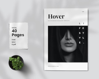 Hover Magazine Template, Multipurpose Magazine, Travel Magazine Template, Lifestyle Magazine, Editable InDesign Magazine Layout