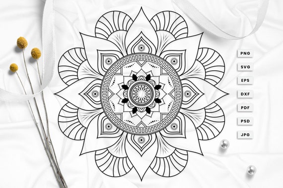 Download Leaves Mandala Svg Cut File Mandala Printable Mandala Svg Etsy PSD Mockup Templates