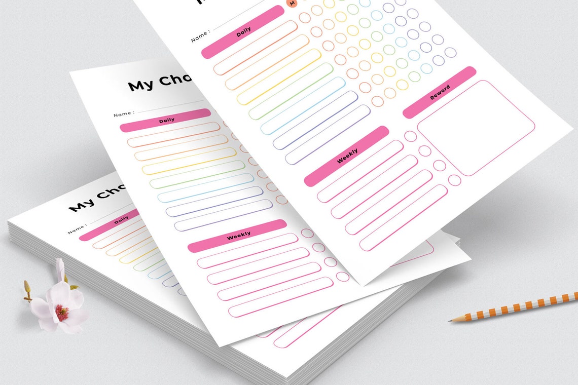 My Chore Chart Editable Indesign & Canva Version, Daily Morning Evening ...