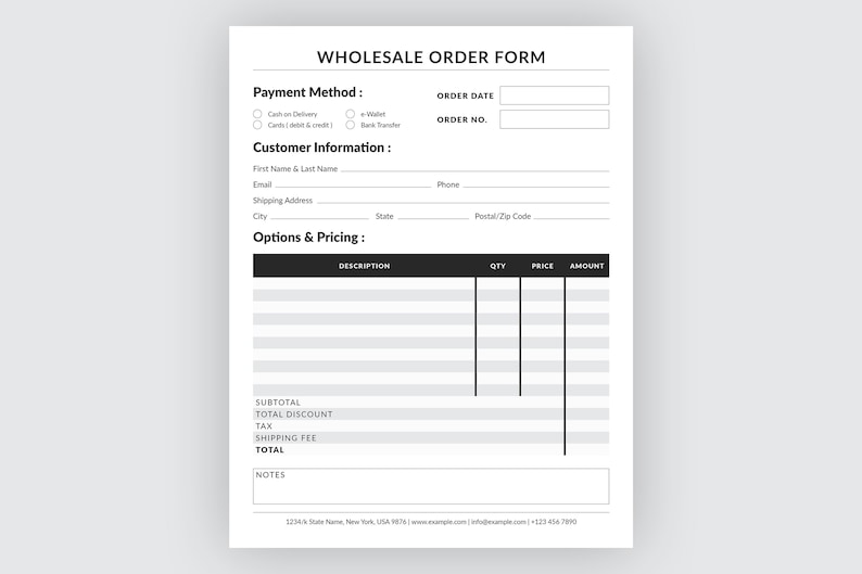 editable pdf wholesale order form template product order
