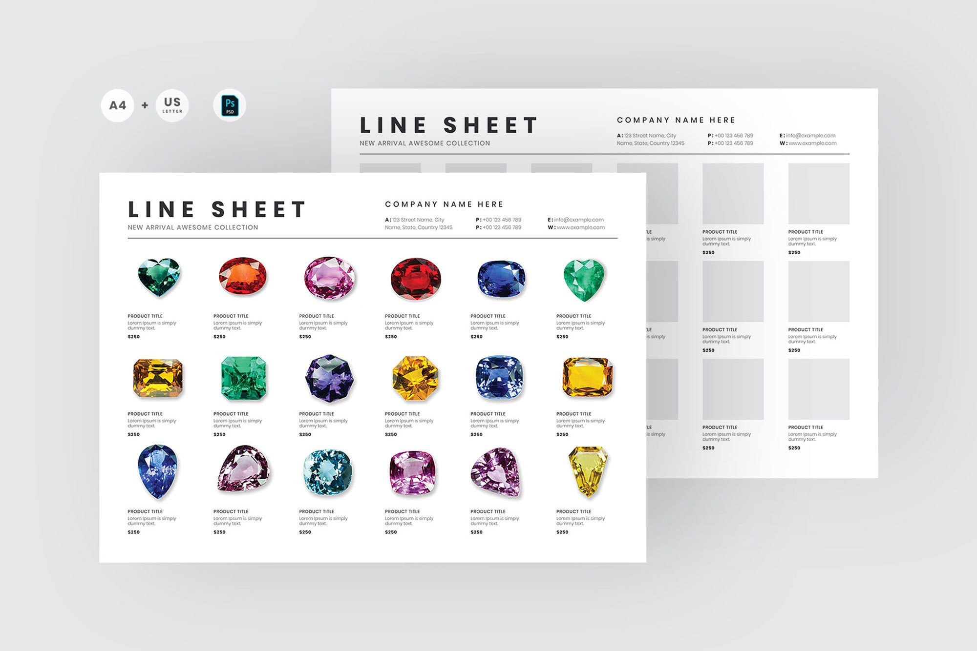 Landscape Line Sheet Template A4 &amp; US Letter Size | Minimalist ...